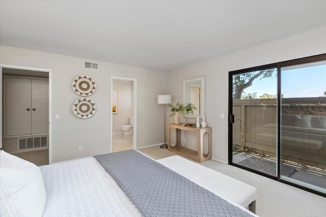 6684 Corte Maria, Carlsbad, CA 92009 - carpeted bedroom featuring access to exterior and connected bathroom