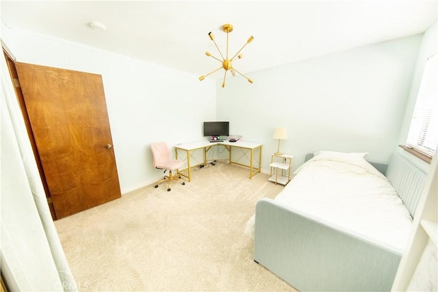 13685 Hidden Valley Rd, Victorville, CA 92395 - bedroom featuring carpet floors and a chandelier