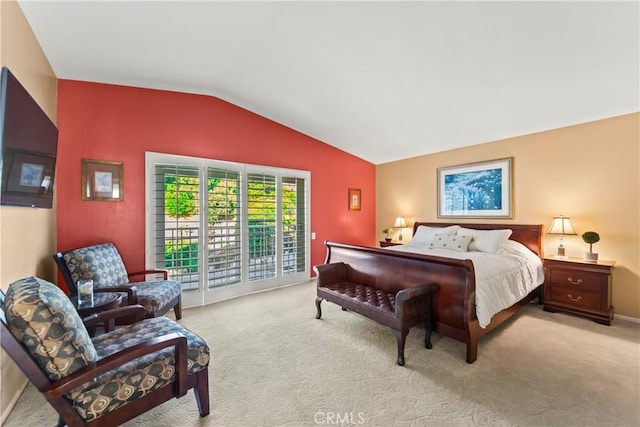 24236 Via, San Clemente, Mission Viejo, CA 92692 - bedroom featuring vaulted ceiling, carpet flooring, and access to exterior