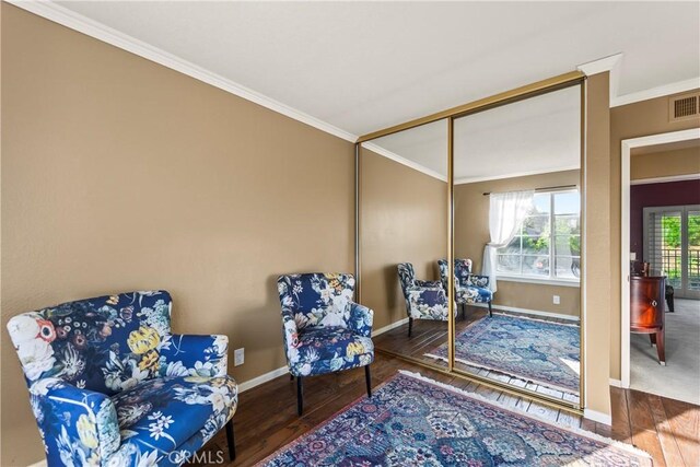 24236 Via, San Clemente, Mission Viejo, CA 92692 - living area featuring wood finished floors and crown molding