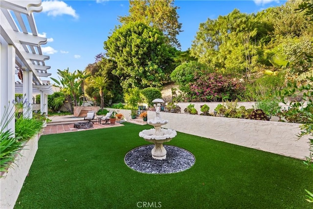 24236 Via, San Clemente, Mission Viejo, CA 92692 - view of grassy yard featuring a patio and a pergola