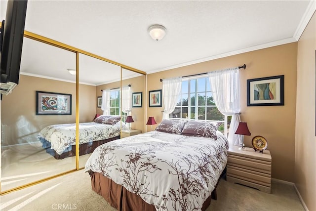24236 Via, San Clemente, Mission Viejo, CA 92692 - bedroom featuring carpet floors, crown molding, and a closet