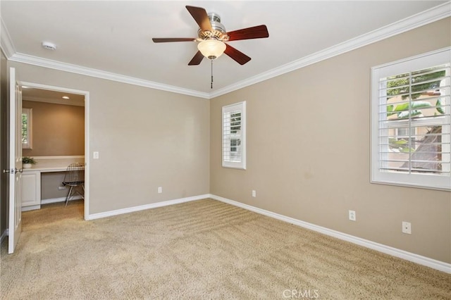78 Windchime, Irvine, CA 92603 - empty room featuring ceiling fan, crown molding, light colored carpet, and a smoke detector