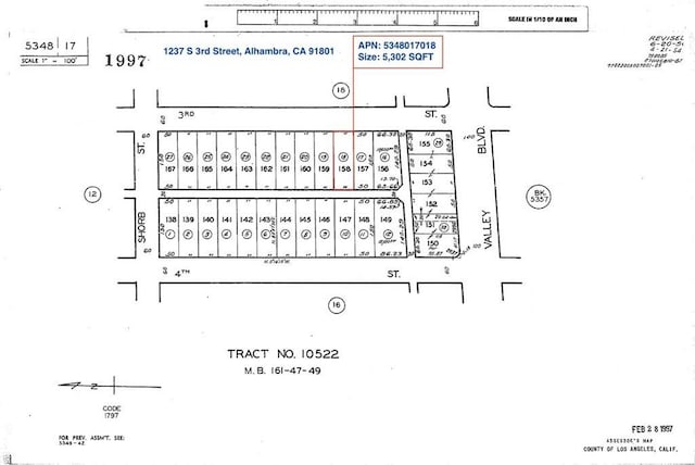 1237 S 3rd St, Alhambra, CA 91801 - map of parcels