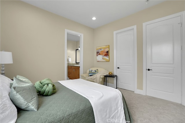 15841 Aurora Crest Dr, Whittier, CA 90605 - carpeted bedroom featuring recessed lighting and ensuite bath