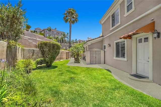 15841 Aurora Crest Dr, Whittier, CA 90605 - fenced backyard featuring a shed and a residential view