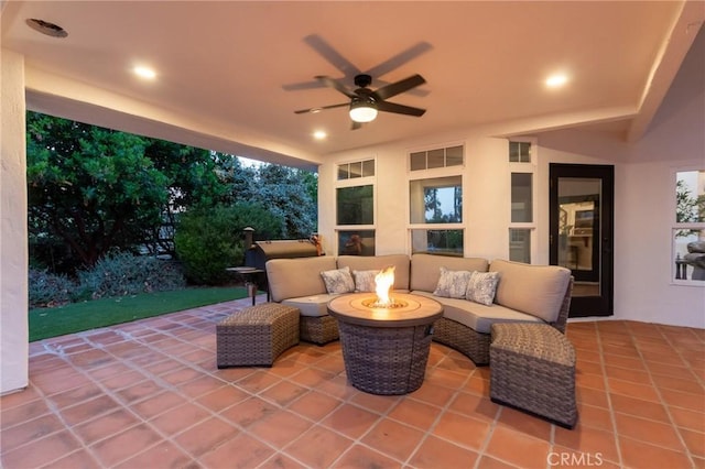 395 Mesa Rd, Nipomo, CA 93444 - view of patio featuring an outdoor living space with a fire pit and a ceiling fan