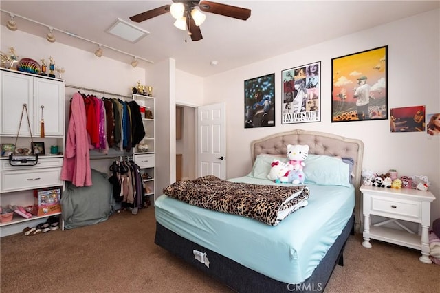 395 Mesa Rd, Nipomo, CA 93444 - bedroom featuring carpet floors, rail lighting, and a ceiling fan