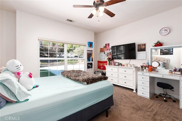 395 Mesa Rd, Nipomo, CA 93444 - bedroom with dark carpet and a ceiling fan
