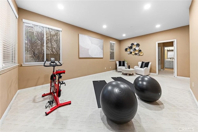 23665 Ridgecrest Ct, Diamond Bar, CA 91765 - exercise room with carpet flooring and recessed lighting