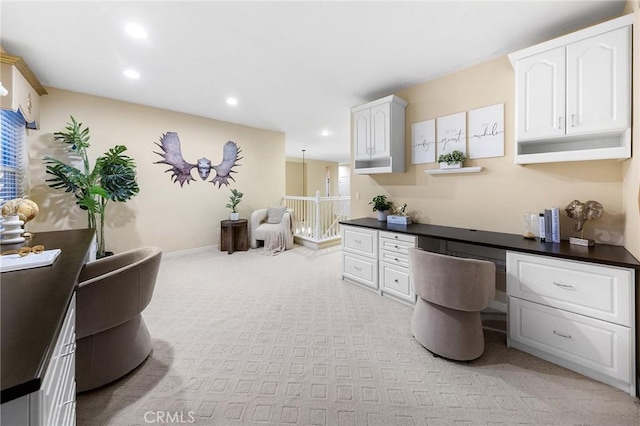 23665 Ridgecrest Ct, Diamond Bar, CA 91765 - office featuring recessed lighting, light colored carpet, and built in study area