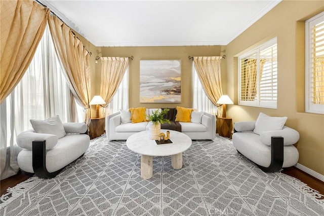 23665 Ridgecrest Ct, Diamond Bar, CA 91765 - living area featuring ornamental molding and wood finished floors