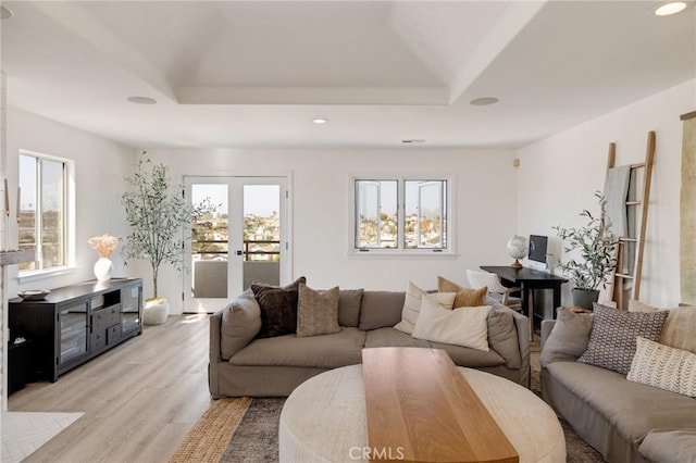 1722 Harper Ave, Redondo Beach, CA 90278 - living room with healthy amount of natural light, light wood-style floors, french doors, and recessed lighting