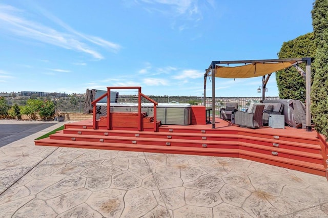 1349 Pyramid Peak St, Chula Vista, CA 91913 - view of playground featuring an outdoor hot tub, a patio area, and a deck