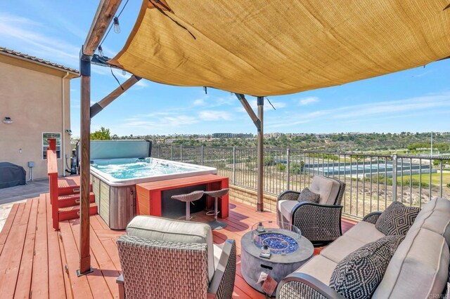 1349 Pyramid Peak St, Chula Vista, CA 91913 - wooden deck with an outdoor hangout area and a hot tub