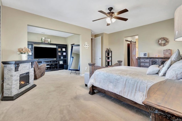 1349 Pyramid Peak St, Chula Vista, CA 91913 - bedroom featuring light carpet, a fireplace, and ceiling fan