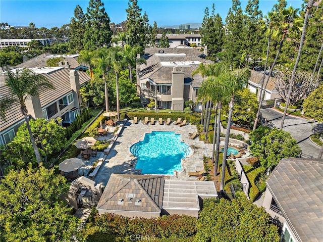 29 Baycrest Ct Unit 16, Newport Beach, CA 92660 - aerial perspective of suburban area with a pool