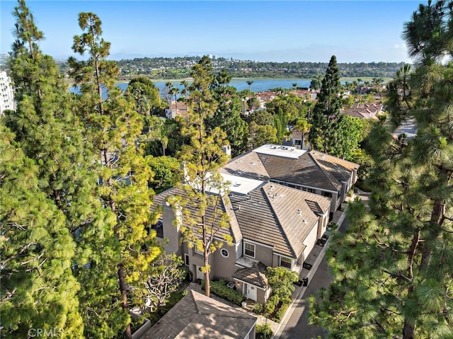 29 Baycrest Ct Unit 16, Newport Beach, CA 92660 - aerial view of property and surrounding area with a nearby body of water and a tree filled landscape