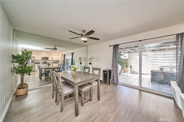 16011 Sugarpine Ln, Cerritos, CA 90703 - dining space with light wood-type flooring and a ceiling fan