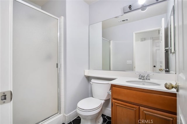 31257 Casera Ct, Menifee, CA 92584 - full bathroom featuring a stall shower, vanity, and tile patterned floors