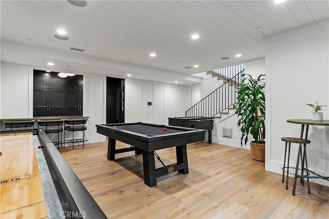 4 Thomas Rd, Ladera Ranch, CA 92694 - game room featuring pool table, light wood-style flooring, recessed lighting, and wooden ceiling