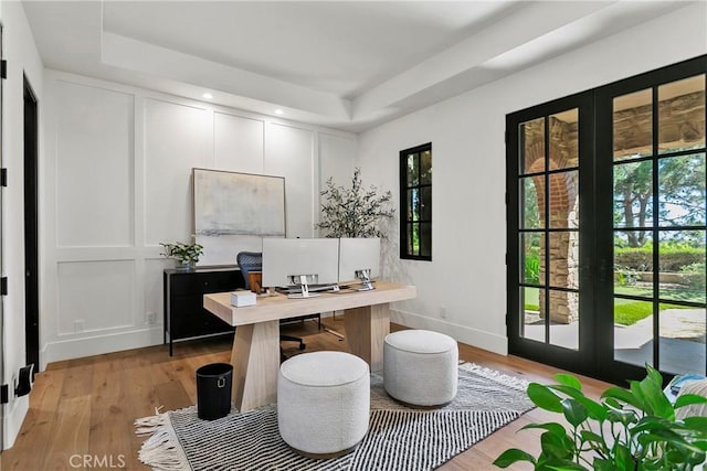 4 Thomas Rd, Ladera Ranch, CA 92694 - office with plenty of natural light, light wood-style flooring, recessed lighting, and a raised ceiling