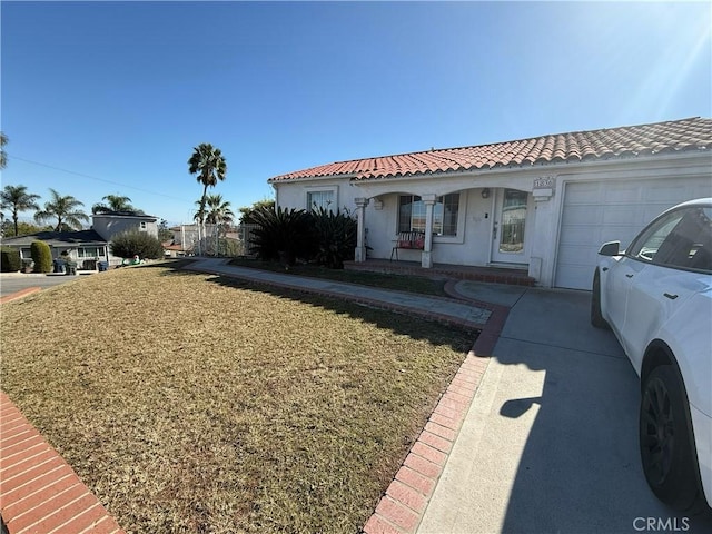 1836 Jaybrook Dr, Rancho Palos Verdes, CA 90275 - view of front of house featuring a garage, a tile roof, stucco siding, and a porch