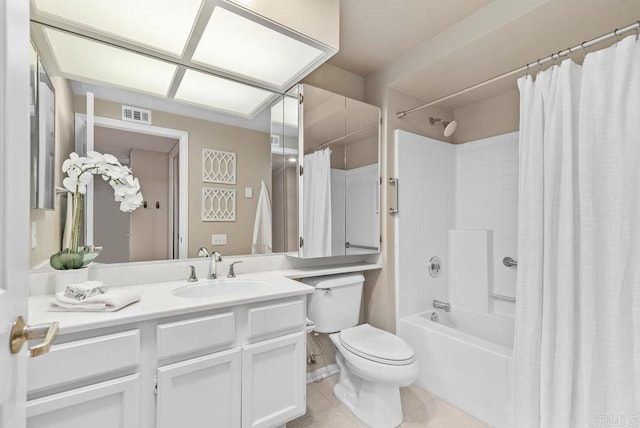1682 Circa Del Lago Unit A306, San Marcos, CA 92078 - full bathroom with vanity, shower / tub combo, and tile patterned flooring