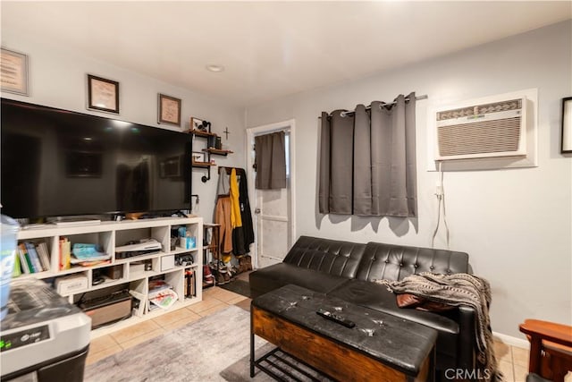 7914 Magnolia Ave, Riverside, CA 92504 - living area featuring tile patterned floors and a wall mounted air conditioner