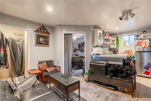 7914 Magnolia Ave, Riverside, CA 92504 - living area featuring light tile patterned flooring and recessed lighting