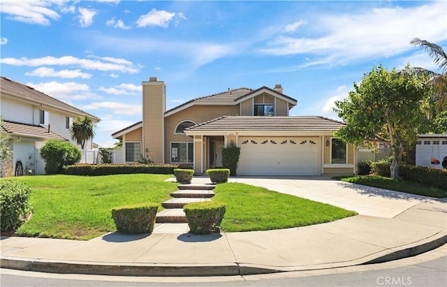 2245 Avenida Oliva, San Clemente, CA 92673 - traditional-style home with a front yard, concrete driveway, and a tile roof