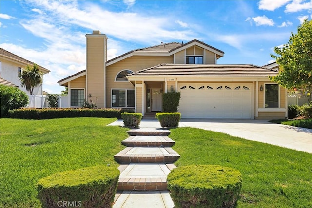 2245 Avenida Oliva, San Clemente, CA 92673 - traditional home featuring concrete driveway, a chimney, and a garage