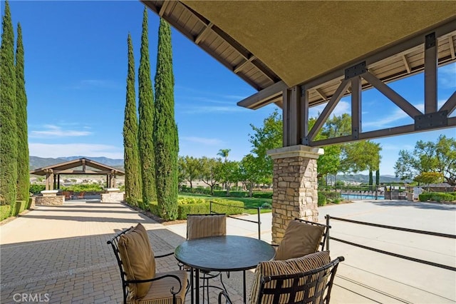 33976 Galleron St, Temecula, CA 92592 - view of patio featuring a gazebo and a mountain view