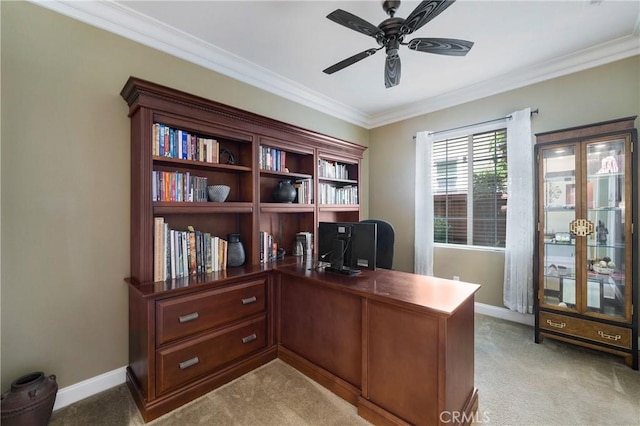 33976 Galleron St, Temecula, CA 92592 - office with light colored carpet, ceiling fan, and crown molding