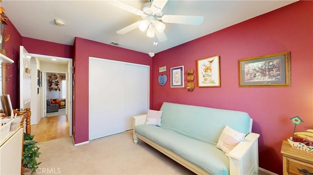 7075 Montana Ave, Fontana, CA 92336 - living area with a ceiling fan and carpet floors