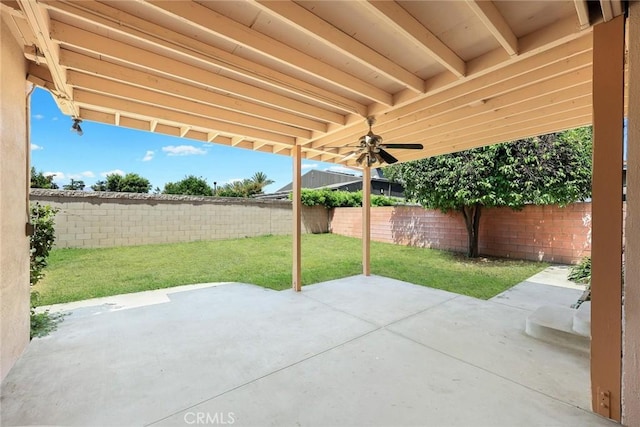 181 W Casad St, Covina, CA 91723 - fenced backyard featuring a patio area and ceiling fan