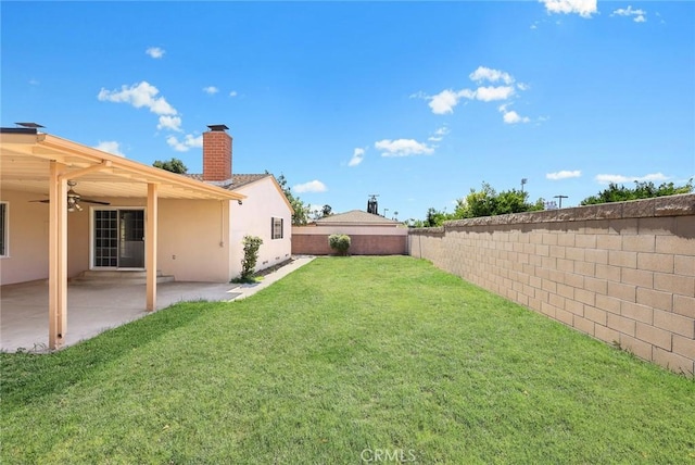 181 W Casad St, Covina, CA 91723 - fenced backyard with a ceiling fan and a patio area