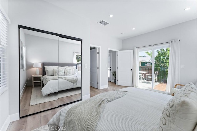 4400 Homer St, Los Angeles, CA 90031 - bedroom with access to outside, wood finished floors, recessed lighting, and a closet