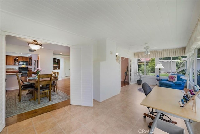 5185 Duenas, Laguna Woods, CA 92637 - dining area with ceiling fan