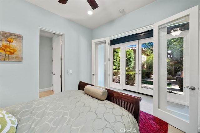 56102 Baltusrol Ln, Quinta, CA 92253 - bedroom featuring access to outside, french doors, and a ceiling fan