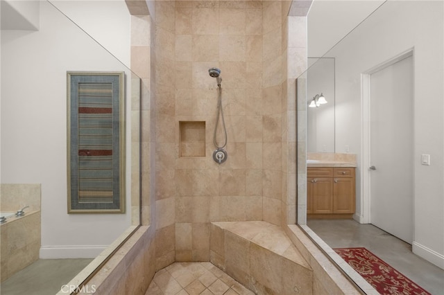 56102 Baltusrol Ln, Quinta, CA 92253 - full bath featuring vanity, walk in shower, and a garden tub