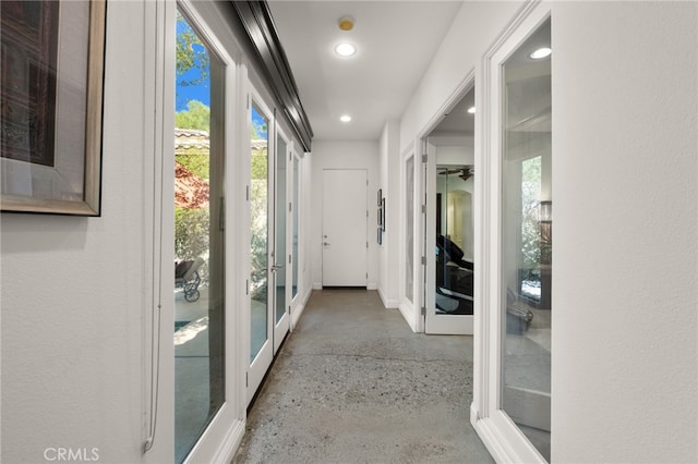 56102 Baltusrol Ln, Quinta, CA 92253 - corridor with french doors, recessed lighting, and plenty of natural light