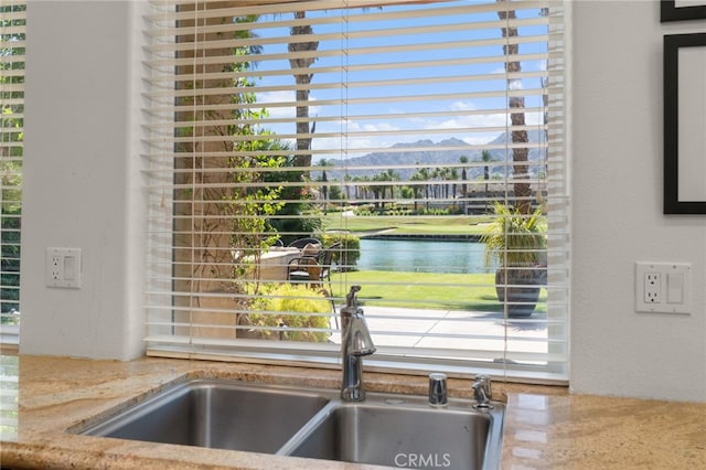 56102 Baltusrol Ln, Quinta, CA 92253 - kitchen view of a water and mountain view and light stone counters