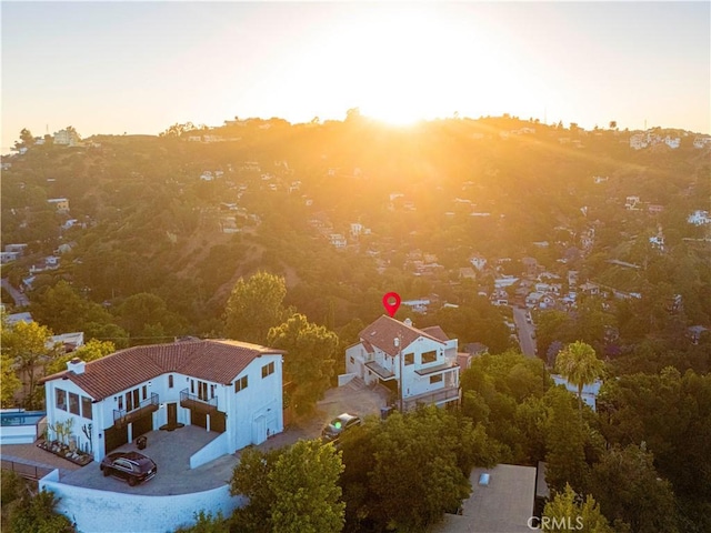 8280 Grand View Dr, Los Angeles, CA 90046 - aerial view at dusk