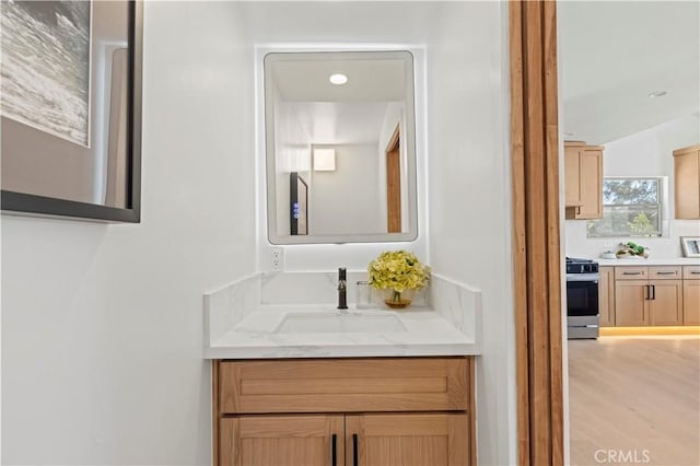 8280 Grand View Dr, Los Angeles, CA 90046 - bathroom featuring vanity and wood finished floors