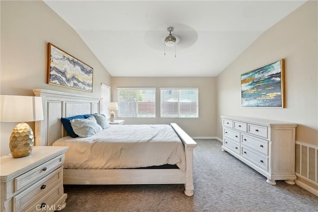 31258 Shadow Ridge Dr, Menifee, CA 92584 - carpeted bedroom with lofted ceiling and a ceiling fan