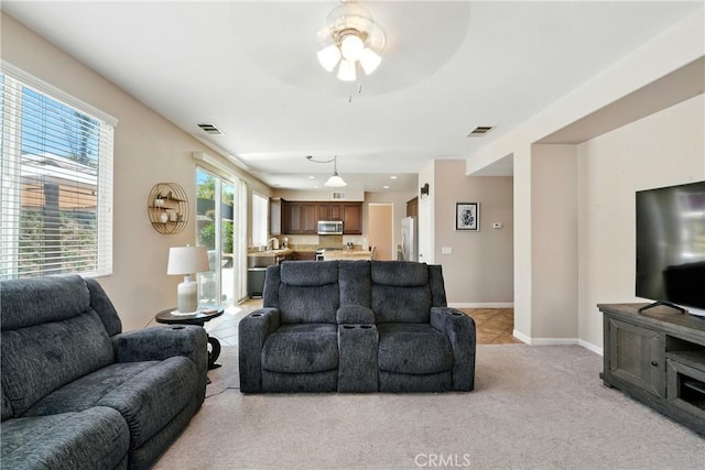 31258 Shadow Ridge Dr, Menifee, CA 92584 - living room with ceiling fan and light carpet