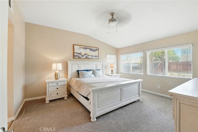 31258 Shadow Ridge Dr, Menifee, CA 92584 - bedroom with lofted ceiling, light colored carpet, and a ceiling fan
