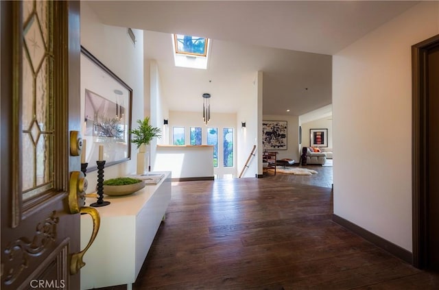 1960 Polaris Dr, Glendale, CA 91208 - corridor featuring a skylight and dark wood finished floors