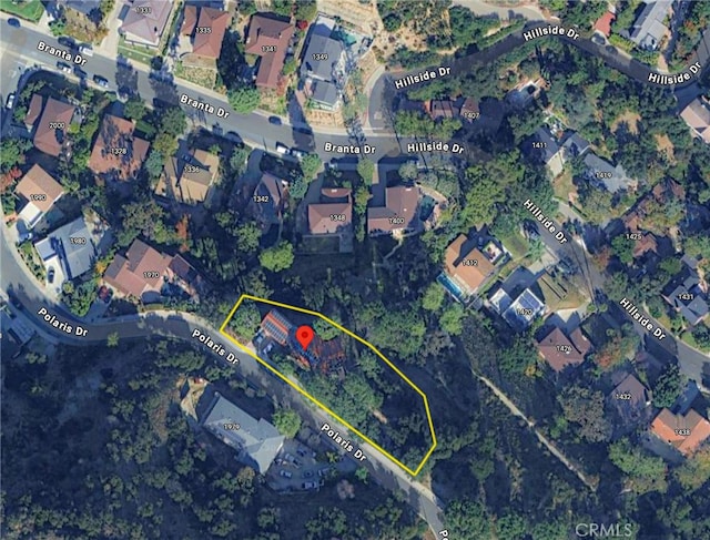 1960 Polaris Dr, Glendale, CA 91208 - aerial overview of property's location featuring property boundaries highlighted
